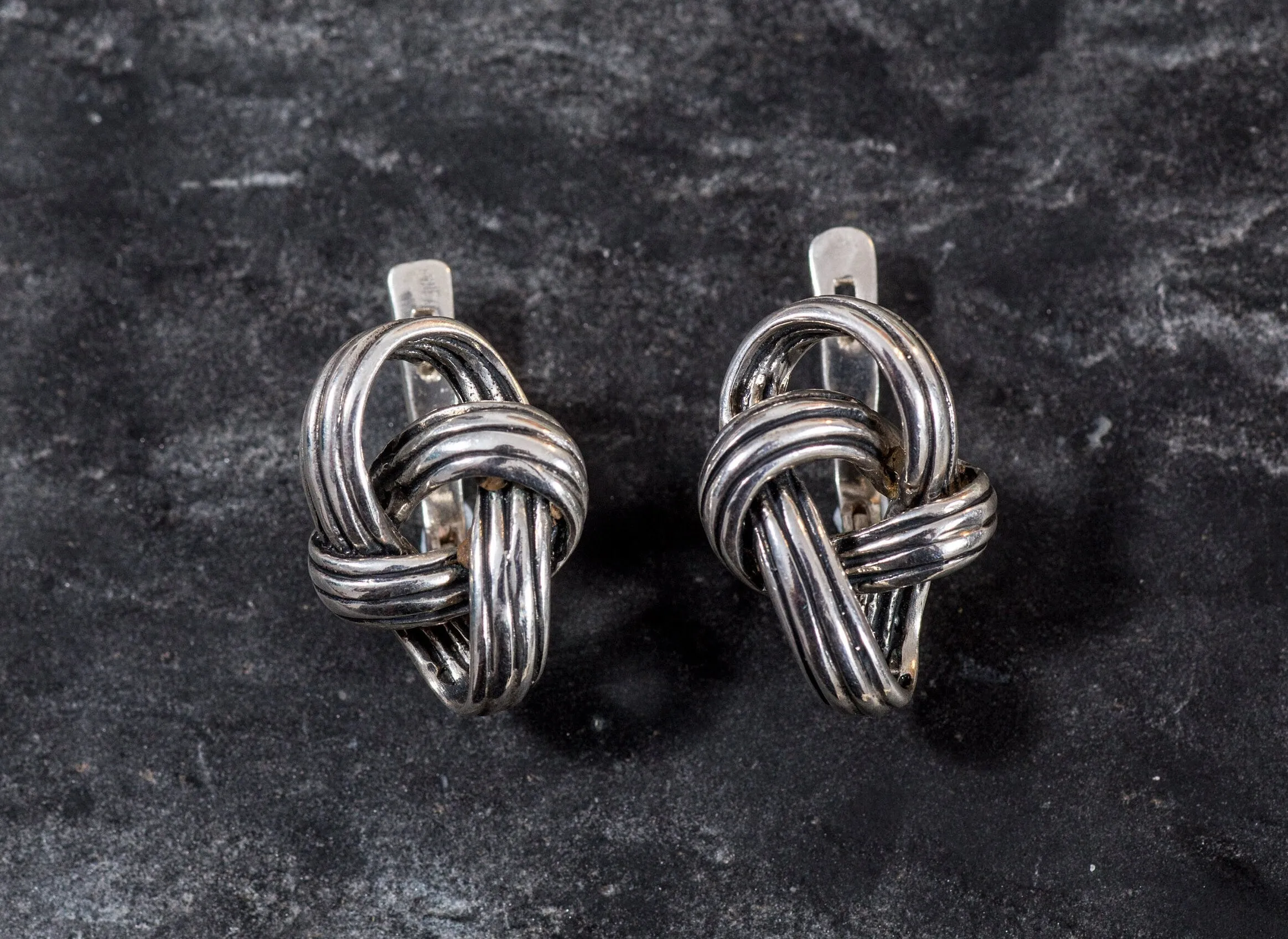 Silver Knot Earrings - Infinity Earrings - Drop Loop Studs