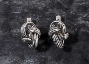 Silver Knot Earrings - Infinity Earrings - Drop Loop Studs