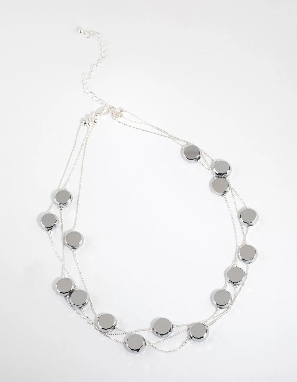 Silver Layered Station Necklace