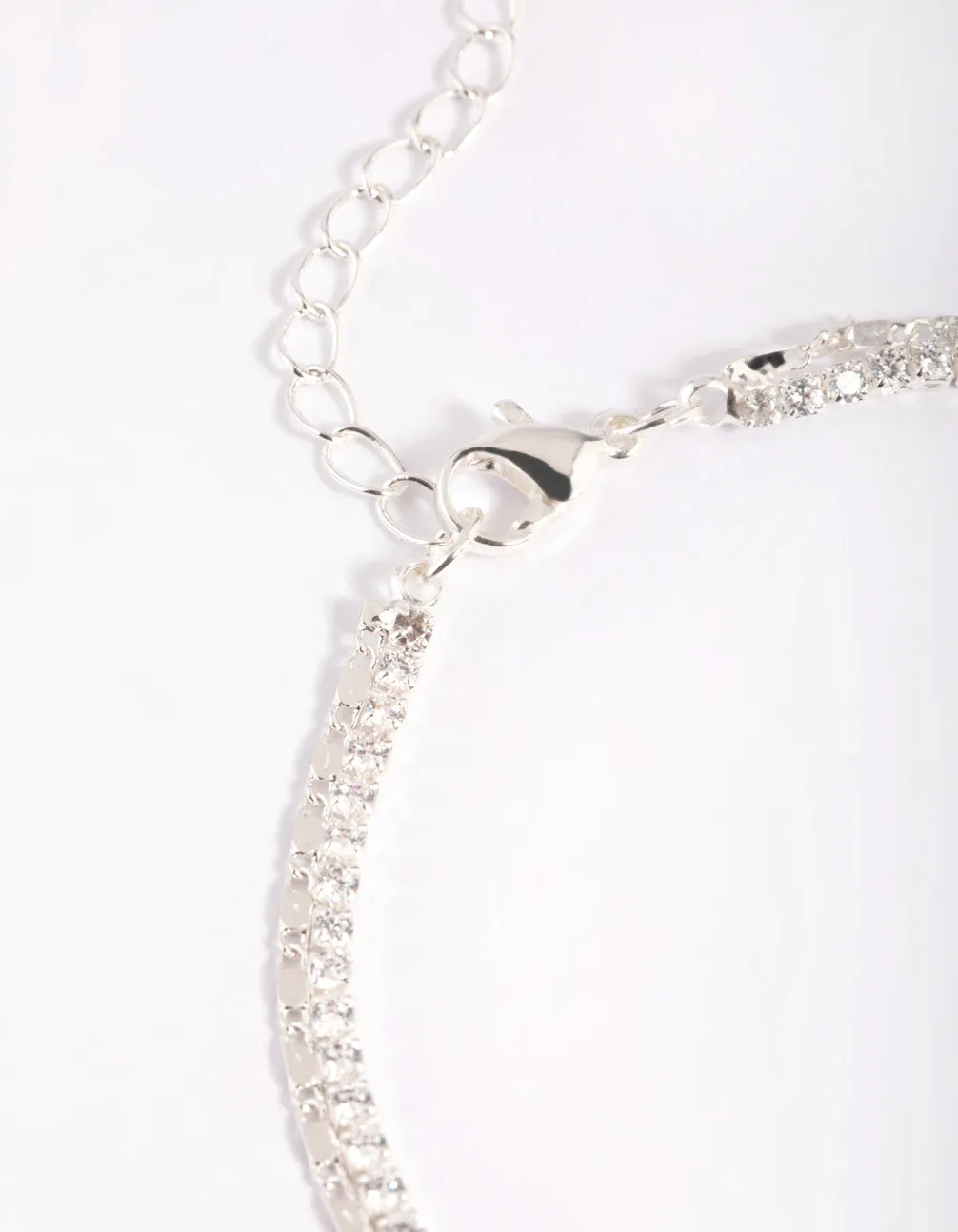 Silver Plated Cubic Zirconia Anklet