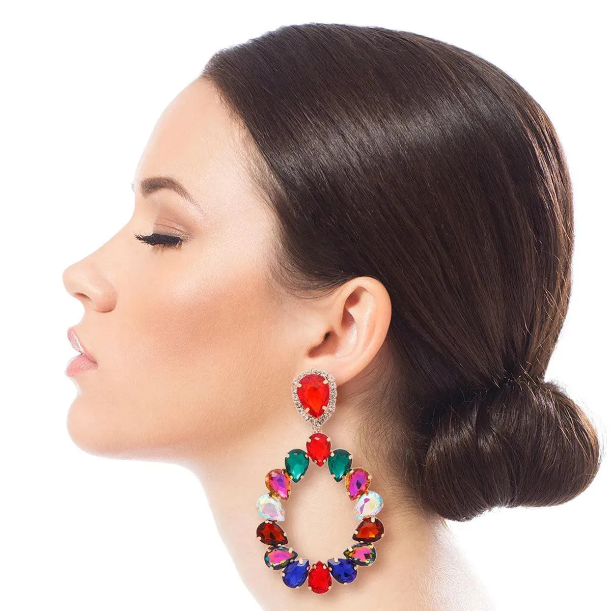 Statement Earrings Multicolor Teardrop