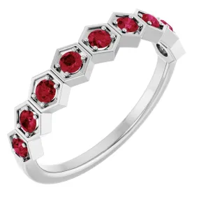 Sterling Silver Natural Ruby Stackable Ring