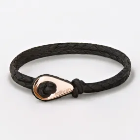 TACOMA Braided Leather Bracelets Thimble Charm Wrap Wristbands for Men Women Black Rose Gold