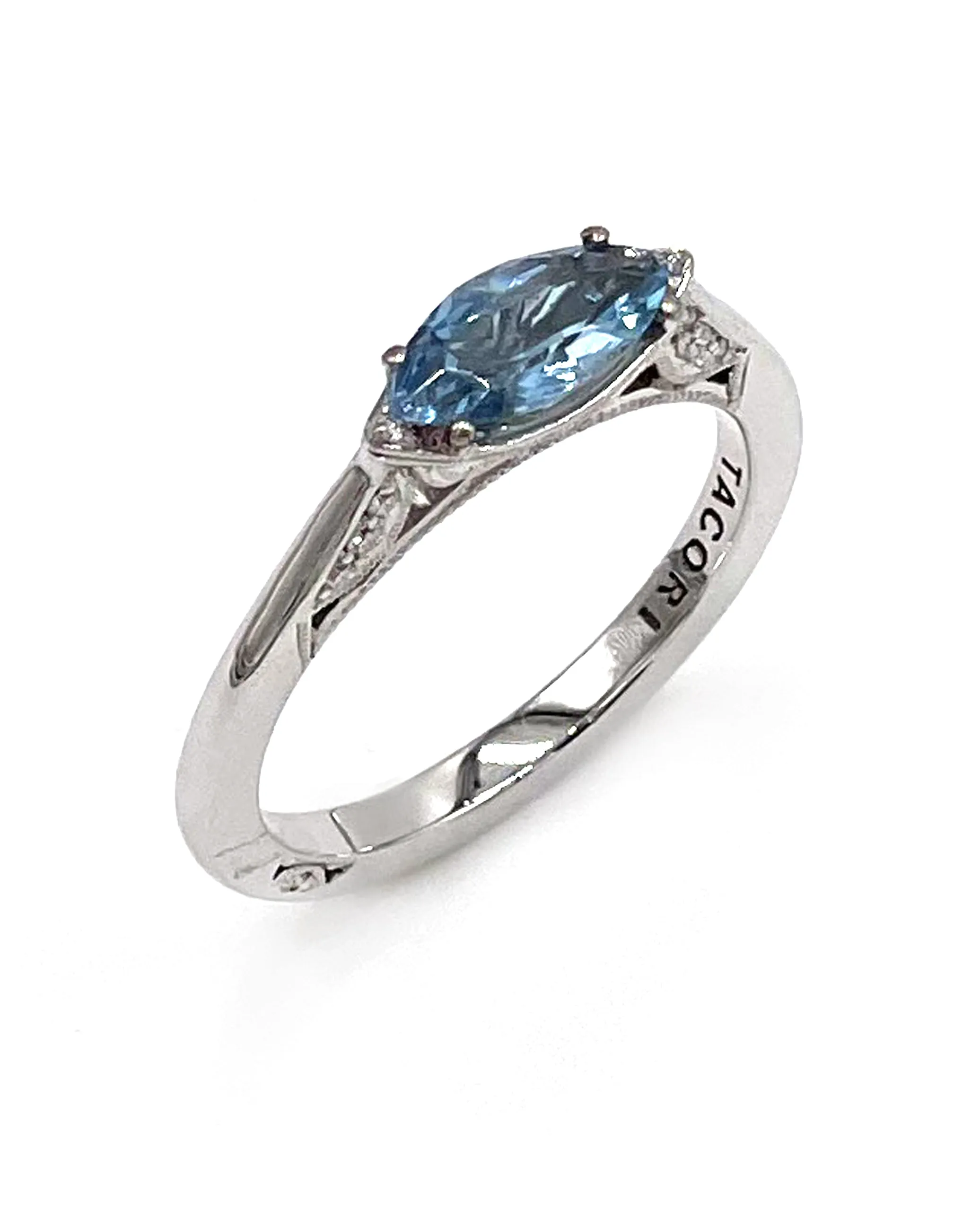 Tacori 2654 Simply Tacori 18k White Gold Ring with Aquamarine