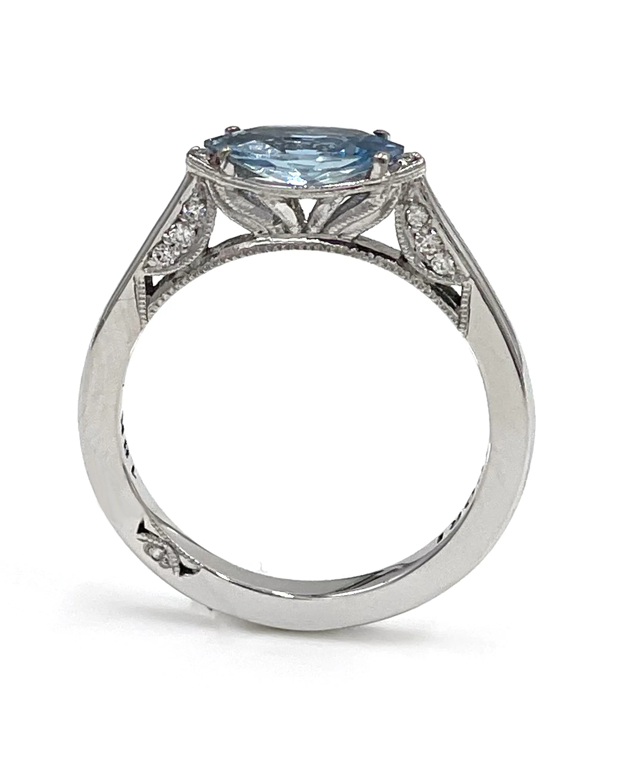 Tacori 2654 Simply Tacori 18k White Gold Ring with Aquamarine