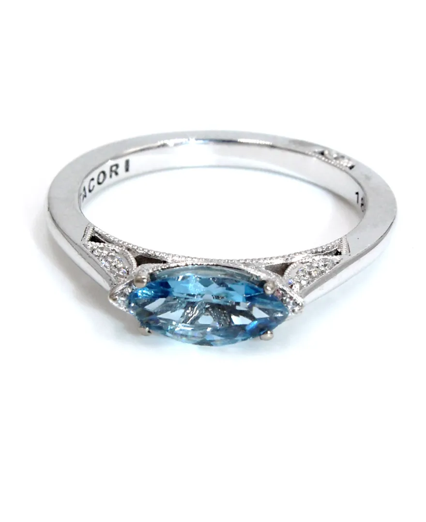 Tacori 2654 Simply Tacori 18k White Gold Ring with Aquamarine