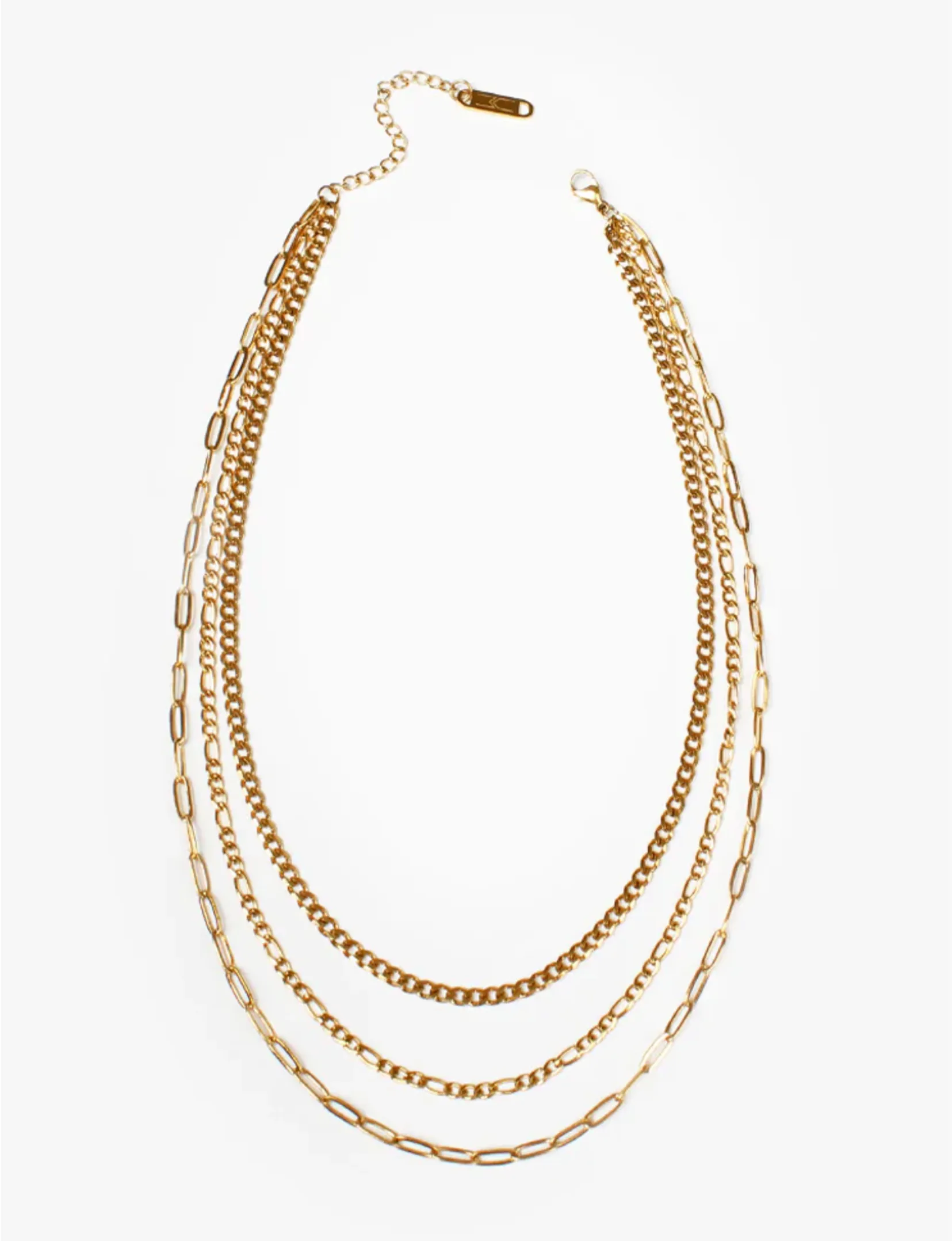 Trilogy Layers Necklace, Gold