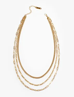 Trilogy Layers Necklace, Gold