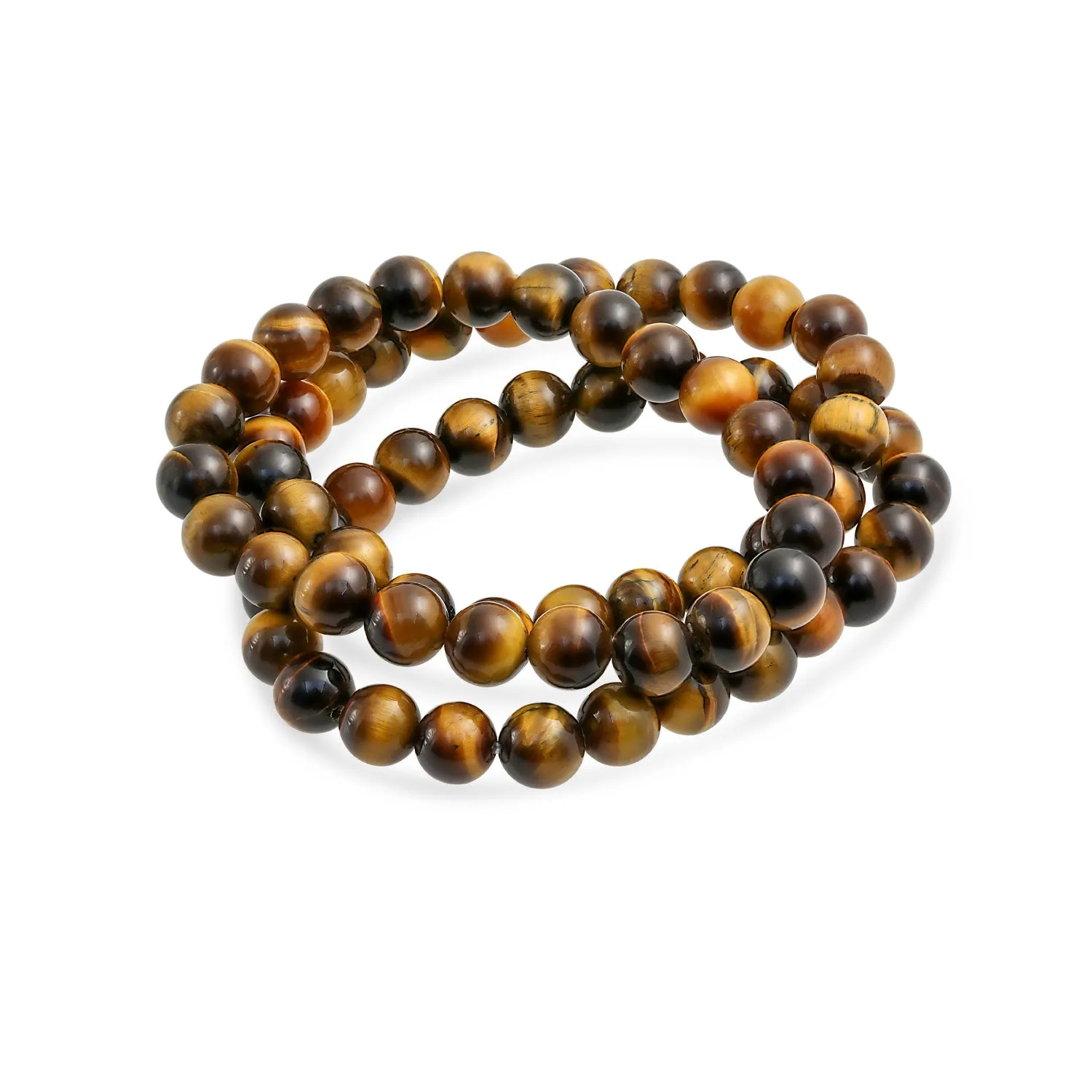 Unisex Stackable Gemstone 8MM Stretch Bracelet Set of 3 for Men and Women