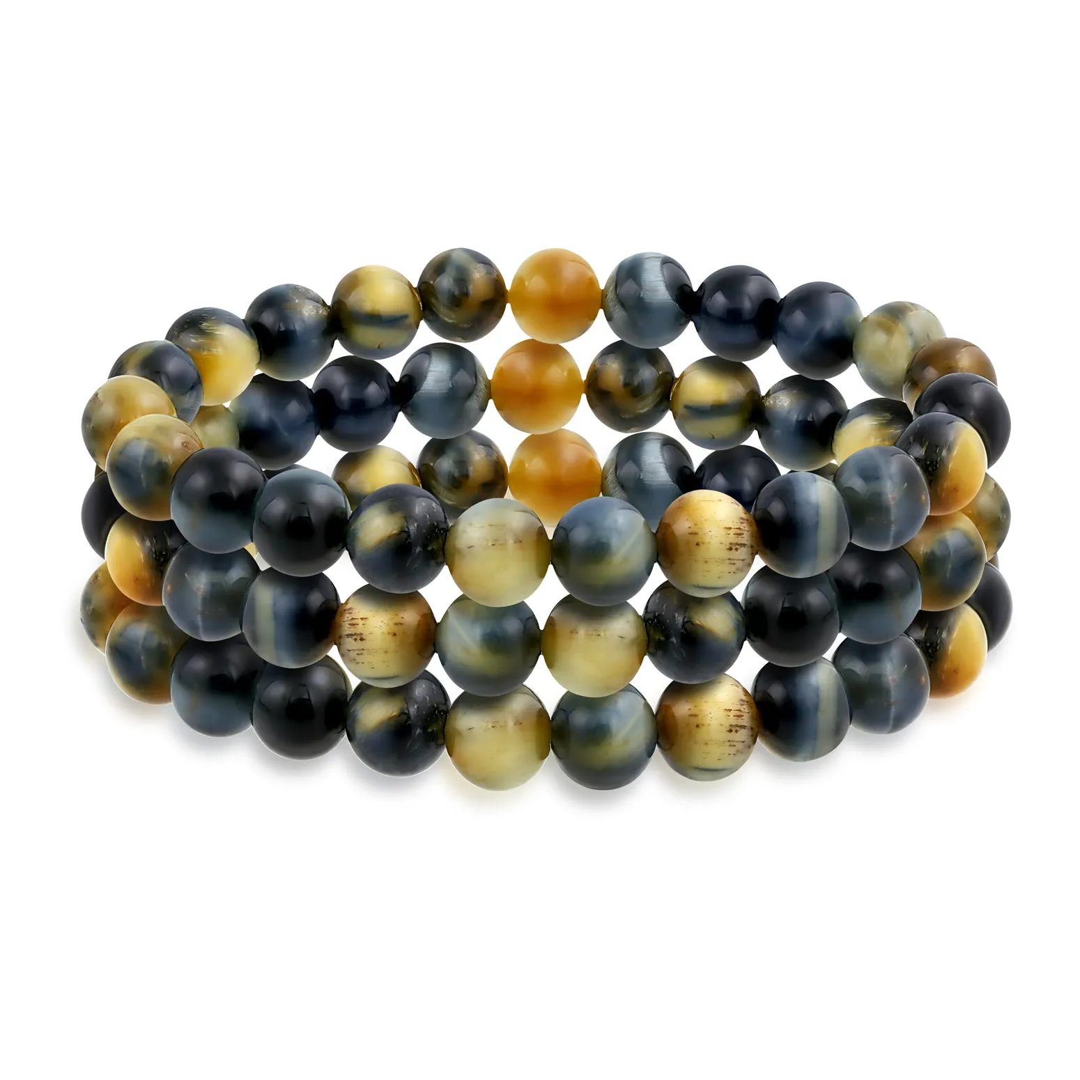 Unisex Stackable Gemstone 8MM Stretch Bracelet Set of 3 for Men and Women