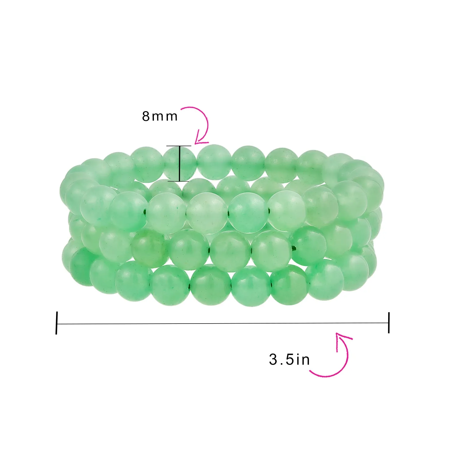 Unisex Stackable Gemstone 8MM Stretch Bracelet Set of 3 for Men and Women