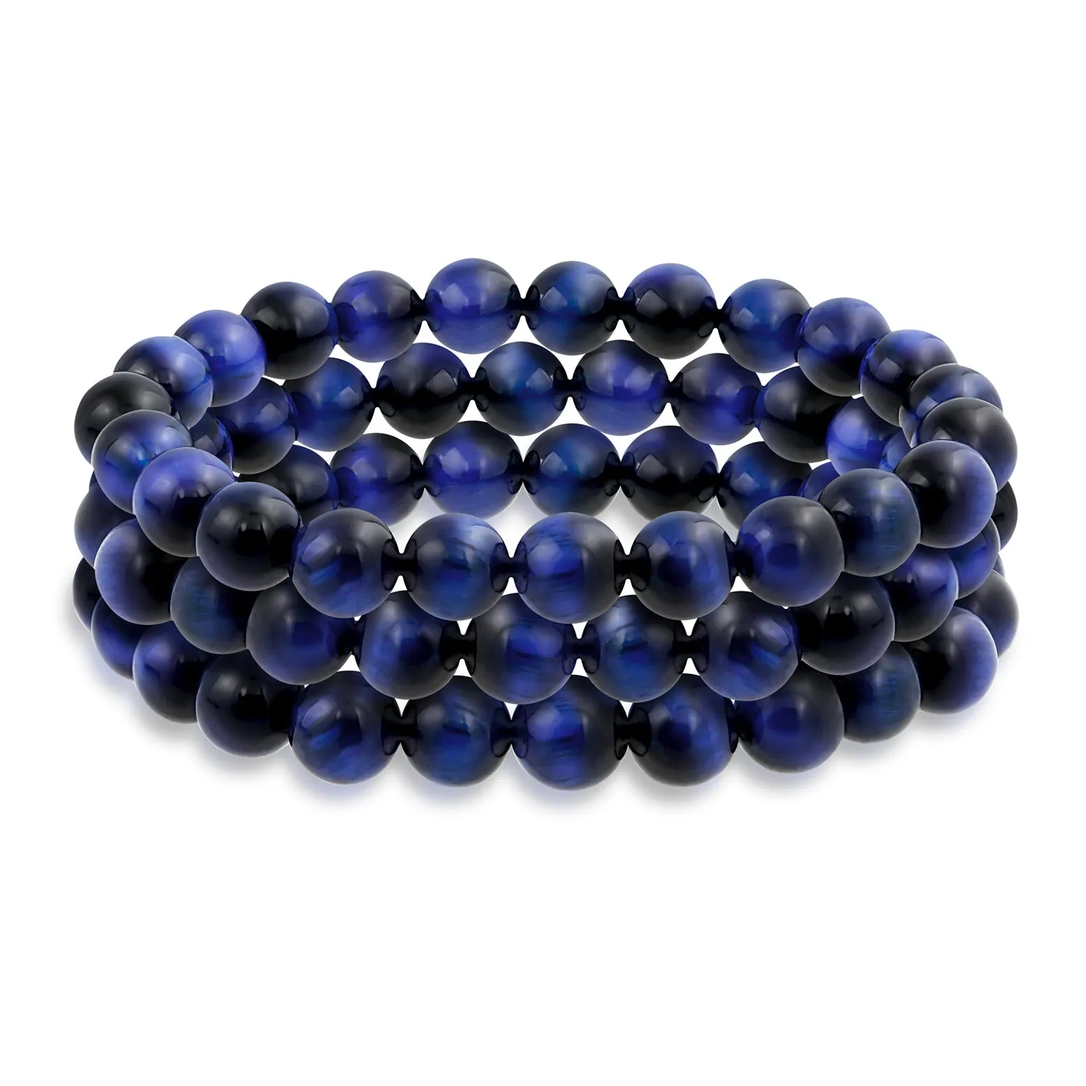 Unisex Stackable Gemstone 8MM Stretch Bracelet Set of 3 for Men and Women