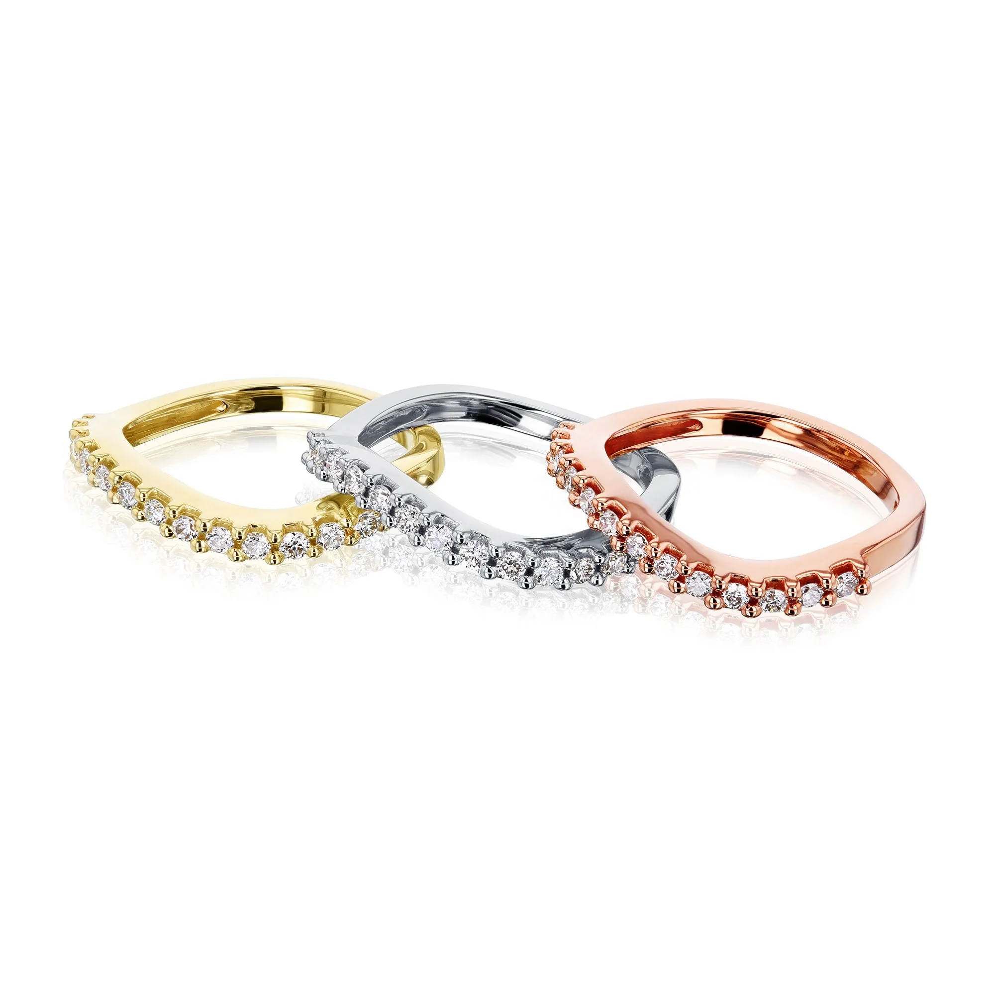 Wavy Three-Piece Stackable Ring Set