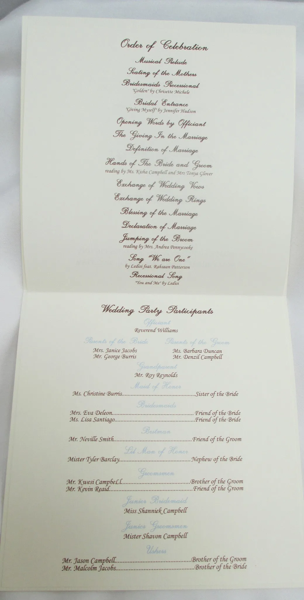 Wedding Rings Square Wedding program