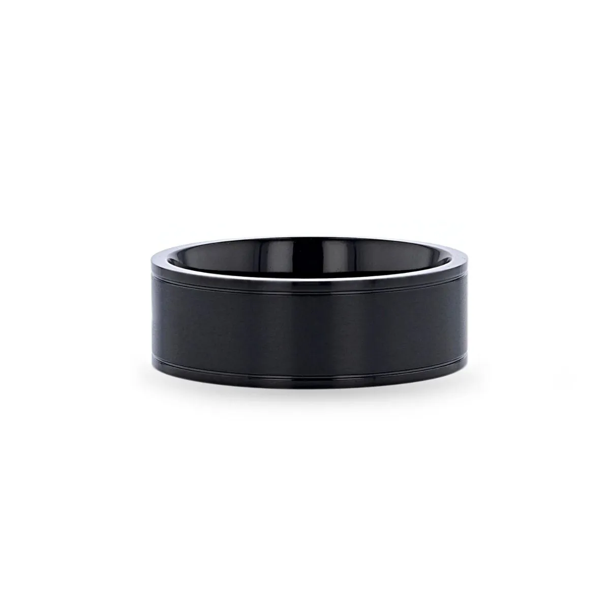 WOLFGANG | Black Titanium Ring, Dual Offset Grooves